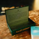 Text: "Sternziege... wie ein Held, Disziplin, Verantwortung, nächste Schritt zu zeigen." Logo: "POCKET STERNZEICHEN". Box geöffnet.