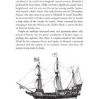 Text über Geschichtsbuch und die "Golden Hinde". Illustration eines historischen Segelschiffs unten. Seite 138.