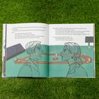 Text links betont Mädchen sollen nicht in der Little League spielen, rechts wird argumentiert, Mädchen dürfen spielen. Illustration zeigt zwei diskutierende Personen vor einem Baseballfeld.