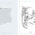 "Ultralight": Beschreibt minimalistisches Rucksackwandern. Zeichnung: Drei Wanderer, einer hüpft leicht, zwei mühen sich ab.