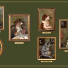 Texte: "Smoking Bandit", "Poker Night", "Our Rescue", "Clipper", "Whiskey and Ginger", "Whiskey Sourpuss", "Bad Habits". Illustration: Tiere wie Menschen, rauchend und trinkend.