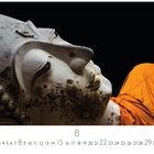 CASARES EDITION, Nummern von 1 bis 31, darunter 8 hervorgehoben. Große liegende Buddha-Statue, orange gekleidet.