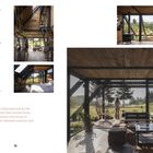 Text hebt Effizienz und Klarheit in der Architektur hervor. Enthält Fotos von Innenräumen mit Holzverkleidung und Naturblick.