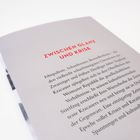 „ZWISCHEN GLANZ UND KRISE“ in Rot. Beschreibung von Film- und Gesellschaftskritik. Grauer Hintergrund, gedruckter Text.
