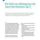 Titel: "Die Rolle von Bewegung und Sport bei Diabetes Typ 2". Bewegung verbessert Insulinsensitivität und senkt Entzündungswerte.