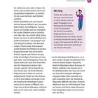 „Wichtig: Sollten deine Beschwerden bzw. das Erbrechen so stark werden…“ Daneben eine Illustration einer Person. Oberer Abschnitt hat Bulletpoints mit Ratschlägen zu Übelkeit. Rechter Abschnitt beschreibt Körperveränderungen in der Schwangerschaft und mögliche Hilfen. Oben steht: „Übelkeit und Erbrechen“.