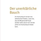 "Der unerklärliche Bauch" und ein beschreibender Text über Hormone und Wissenschaft. Schlichte Gestaltung.