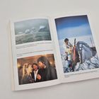 Links: „Immer wieder habe ich mich ausgeliefert...“. Zwei Fotos, oben Eislandschaft, unten Personen im Gespräch. Rechts: Person im Schnee.