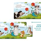 Text: "Tut's jetzt noch weh? Noch ein klitzekleines bisschen." Illustration von Mäusen, die einen Regenbogen betrachten.