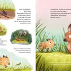 Text: 
"Hallo, Herr Nashorn!", "Hallo, Frau Hüpfer!", Wilda und ein gepunktetes Rehkitz in grüner Wiese. Niedliche Tierillustrationen.