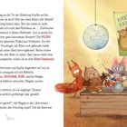 Text: BIBER FIEBER. Illustration: Biber spielt Gitarre, Eule und Fledermaus musizieren. Eishörnchen und Katze tanzen zu Musiknoten.