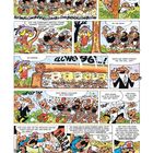 Comicseite mit Soldatenparade und Dialogen. Übergang zu lustiger Szene, in der Soldaten gefangen werden. Freudige Gesichter.