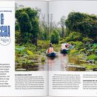 "Flusskreuzfahrt auf dem Mekong: Vietnam & Kambodscha. Abenteuer ohne Stress."

Text links, Bild rechts: Menschen in Booten auf einem Fluss im Dschungel.