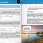 Texte: Tourenverlauf, Florenz/Firenze, Scarperia, Lago di Bilancino. Illustration: See, Bäume, blauer Himmel, Sonnenaufgang.