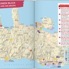 Auf einen Blick: Chania und der Westen. Marco Polo Highlight-Touren: Rund um Chanias venezianischen Hafen bis Auf dem Gipfel des Pachnes. Eine detaillierte Karte der Region von Chania mit markierten Touren und Entfernungen.