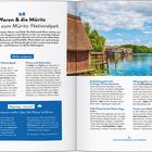 Texte: "Waren & die Müritz", "Das Tor zum Müritz-Nationalpark", "Nicht verpassen", "Regentag – was nun?". Rechtes Foto: See und Gebäude.