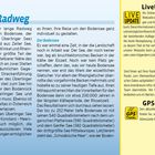 "Bodensee-Radweg", "LiveUpdate" und "GPS-Tracks" als Überschriften. Text über den Bodensee, Radstrecken und Kartenupdates.