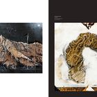 Links: "Melancholie", Acryl/Mischtechnik auf Karton. Rechts: "Klabautermann", Facette, Acryl/Mischtechnik. Berglandschaft links, abstrakte Form rechts.