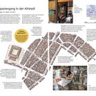 Spaziergang in der Altstadt: Länge 1 km, Dauer 15 Minuten. Karte zeigt Route entlang kleiner Straßen in Hanoi. Beinhaltet Fotos.