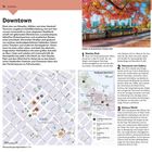 "Downtown" und "Radeln im herbstlichen Stanley Park" sind Titel. Der Text beschreibt Sehenswürdigkeiten und Aktivitäten in Downtown Vancouver, einschließlich Stanley Park, Vancouver Art Gallery und Science World. Enthält eine Stadtkarte und Fotos von Herbstlaub.