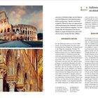 Titel: Italienische Architektur. Zwei Fotos: Kolosseum in Rom und Mosaike einer Kirche in Monreale, beide kunstvoll und detailliert.