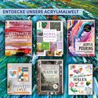 ENTDECKE UNSERE ACRYLMALWELT. Sechs Bücher zu Acrylmalerei, Titel wie "ABSTRAKTE ACRYLBILDER", "PAINTED LOVE". Bunte Kunstwerke.