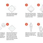 Anleitung für einen Origami-Kranich in neun Schritten, mit einem Info-Kasten über die Symbolik in Japan.