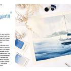 Boot „Ywona“ - Ein emotionales Motiv, inspiriert von Spaziergängen mit der Mutter. Aquarell eines Bootes auf Wasser.