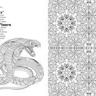 Text beschreibt den Djemaa el Fna-Platz als pulsierendes Herz mit Gauklern und seit 2001 UNESCO-Weltkulturerbe. Links eine detaillierte Illustration einer Schlange, rechts ein komplexes Mandala-Muster.