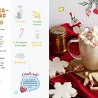 „Schneeflöckchen-Kakao mit Sahne“ Rezept. Zutaten: 250ml Milch, 75g weiße Kuvertüre, Zuckerstangen, Sahne, Marshmallows.
