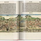 Oben steht "Das orialter der werlt". Darunter ist eine detaillierte farbige Illustration von Venedig mit Gebäuden und Wasser.