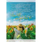 Text: „Mein Gott, wie groß bist du! RUTH HEIL“. Eine Person mit Hut breitet die Arme in einem Sonnenblumenfeld aus.