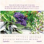 "Sei wie für alle anderen auch für dich selbst da." Darunter ein Kalender für September mit Kräutern und Blumen.