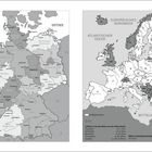 Links Deutschlandkarte mit Bundesländern, rechts Europakarte mit EU-Mitgliedsstaaten hervorgehoben.