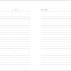 "Reiseplanung", "Ziel", "Datum", "Nicht vergessen". Zwei Spalten für Ziel/Datum, eine für Notizen mit Linien.