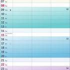 Kalenderblatt für August 2027. Monat, Tage, Wochenzahlen und Feiertage sind auf bunten Streifen dargestellt.