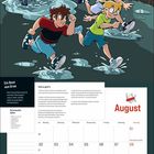 Ein Boot aus Gras. Anleitung zum Bau: Stöcke, Gras, Schere. August-Kalender. Illustration: Kinder fliehen vor Reitern.