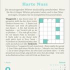 Harte Nuss. Kreuzworträtsel mit Hinweisen. Datum: Freitag, 8. Januar. Uhrzeiten: 09:08, 08:25, 17:00, 16:33.