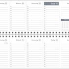 KW 12, Montag 22 bis Sonntag 28, Kalender mit Uhrzeiten, Feiertage markiert, kleiner Monatskalender unten rechts.
