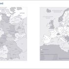 Links "Deutschland", rechts "Europa", Karten mit Ländern und Städten, Meere benannt, EU-Mitgliedstaaten markiert.