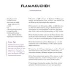 FLAMMKUCHEN  
kohlenhydratarm

Zutatenliste, Zubereitungsschritte 1-7, Tipp für Blumenkohlteig, vorgesehene Garzeiten.