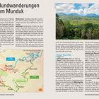 **Rundwanderungen um Munduk**

1. **Etappe: Wasserfälle**
- Länge: 6 km 
- Höhenunterschied: 365 m

Text beschreibt Wanderungen und Landschaft in Munduk, Bali. Enthält auch eine Karte der Routen.
