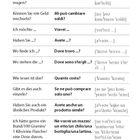 Das Bild zeigt eine Tabelle mit deutschen und italienischen Phrasen für den Supermarkteinkauf, oben links ein Einkaufswagen-Logo.