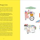 "Piragua Carts" – Piragueros sind beliebt in East Harlem, Bronx, Brooklyn. Illustrationen: bunte Karren mit Sirupflaschen und Sonnenschirmen.