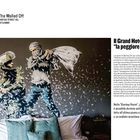 "The Walled Off, Caritas Street 182, Betlemme" - Illustration von zwei Personen, die Kissen mit Federn schwingen.