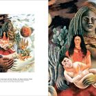 "Die Liebesumarmung des Universums, die Erde (Mexiko), ich, Diego und Señor Xólotl". Gemälde mit kosmischen und irdischen Elementen.