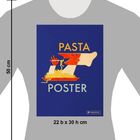 "PASTA POSTER" steht über einer Illustration eines Gesichtes, das Pasta isst.
