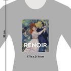 Text „RENOIR“. Illustration auf grauem T-Shirt zeigt tanzendes Paar, farbenfroh und impressionistisch. Maße: 17 b x 21 h cm.