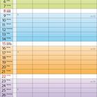 Kalenderblatt August 2027, Wochentage auf Deutsch. Wochen farblich unterschiedlich eingefärbt, Notizfeld unten.