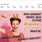 OKTOBER 2027, KW 40: 4 Mo, 5 Di, 6 Mi, 7 Do, 8 Fr, 9 Sa, 10 So. "Mein Zahnarzt meinte, dass ich eine Krone brauche."